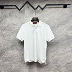 Gucci short-sleeve polo shirt, white GG pattern, button placket, pointed collar