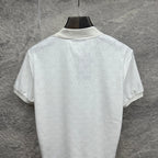 Gucci short-sleeve polo shirt back, white GG pattern, curved hem