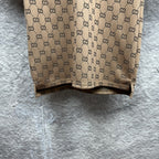 Beige GG monogram polo shirt, back view, ribbed hem