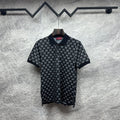 Gucci polo shirt, dark navy with allover GG pattern and button placket