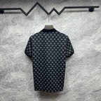 Gucci polo shirt, dark navy GG-pattern back with short sleeves