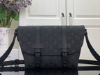 Louis Vuitton shoulder bag in dark monogram canvas, flap with buckles and straps