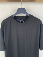 Louis Vuitton T-shirt with embossed LV monogram on chest, dark black