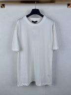 White short-sleeve T-shirt with crew neck and small LV logo on chest.