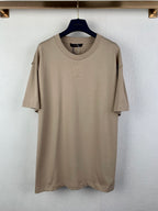 Louis Vuitton short-sleeve T-shirt, beige crew neck with LV logo on front