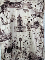 Long-sleeve shirt with white base and dark cityscape print