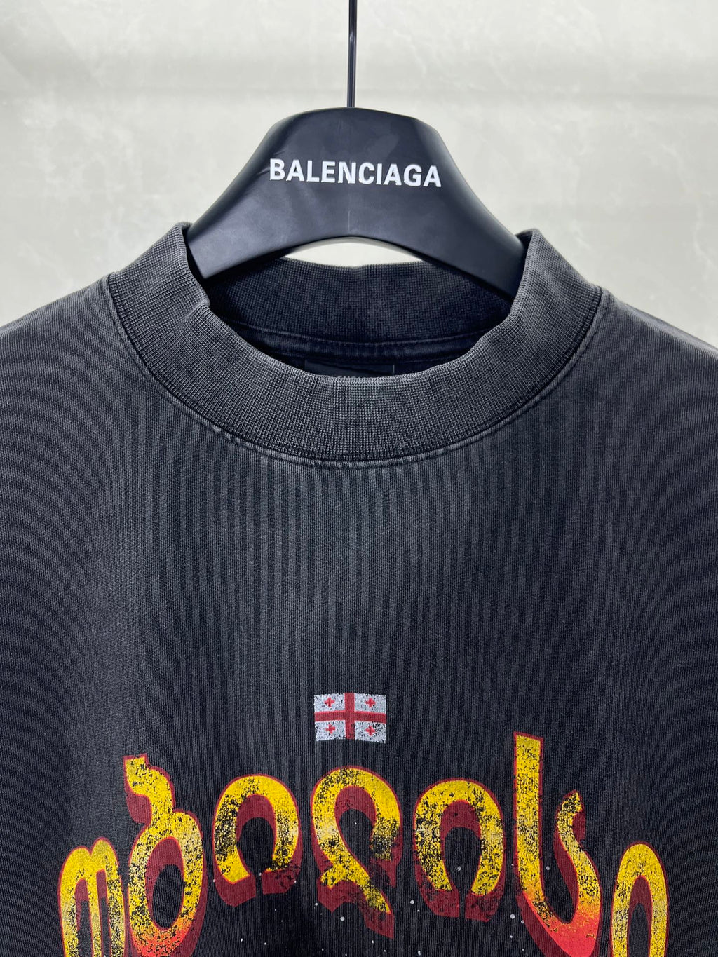 Balenciaga dark blue T-shirt collar with BALENCIAGA logo