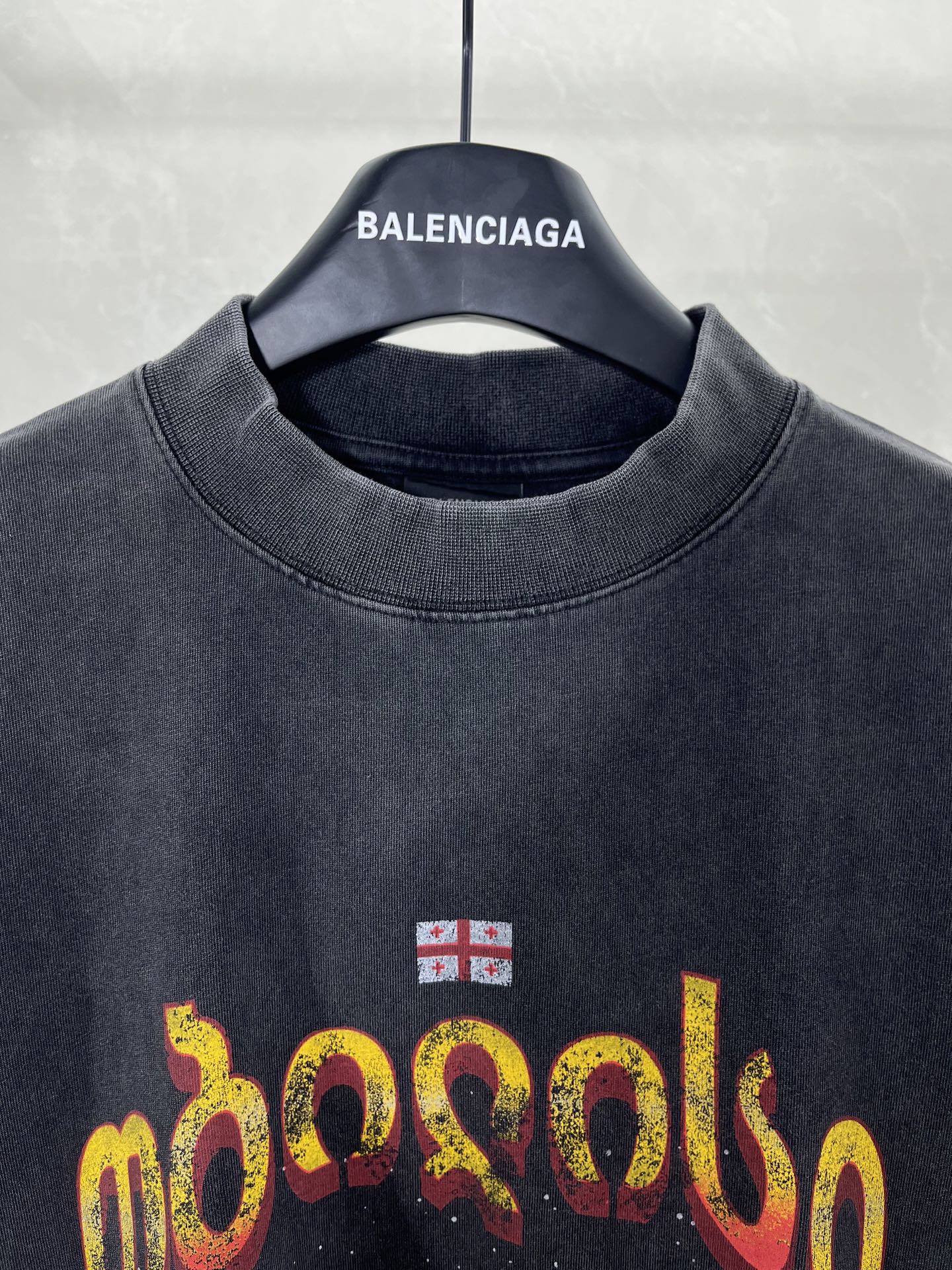 Balenciaga dark blue T-shirt collar with BALENCIAGA logo
