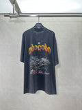 Balenciaga dark blue graphic T-shirt with colorful lettering and artwork