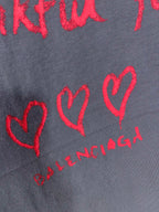 Balenciaga dark navy T-shirt with red heart graphics and 'BALENCIAGA' text