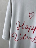 Balenciaga short-sleeve T-shirt sleeve and hem with red “Happy Valentine’s” lettering
