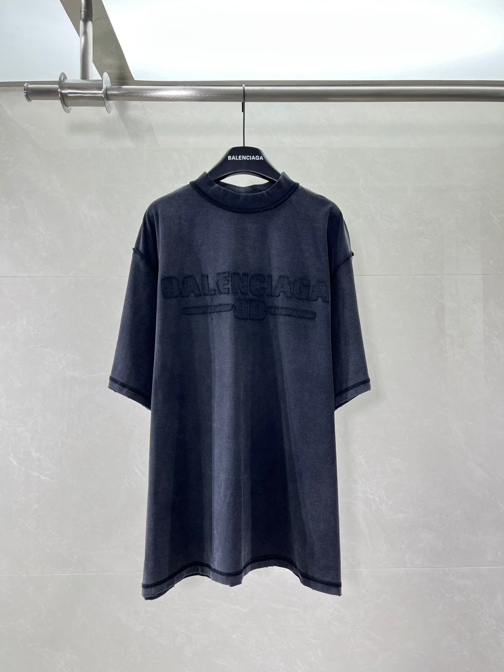 Balenciaga short-sleeve T-shirt with dark logo graphic on front