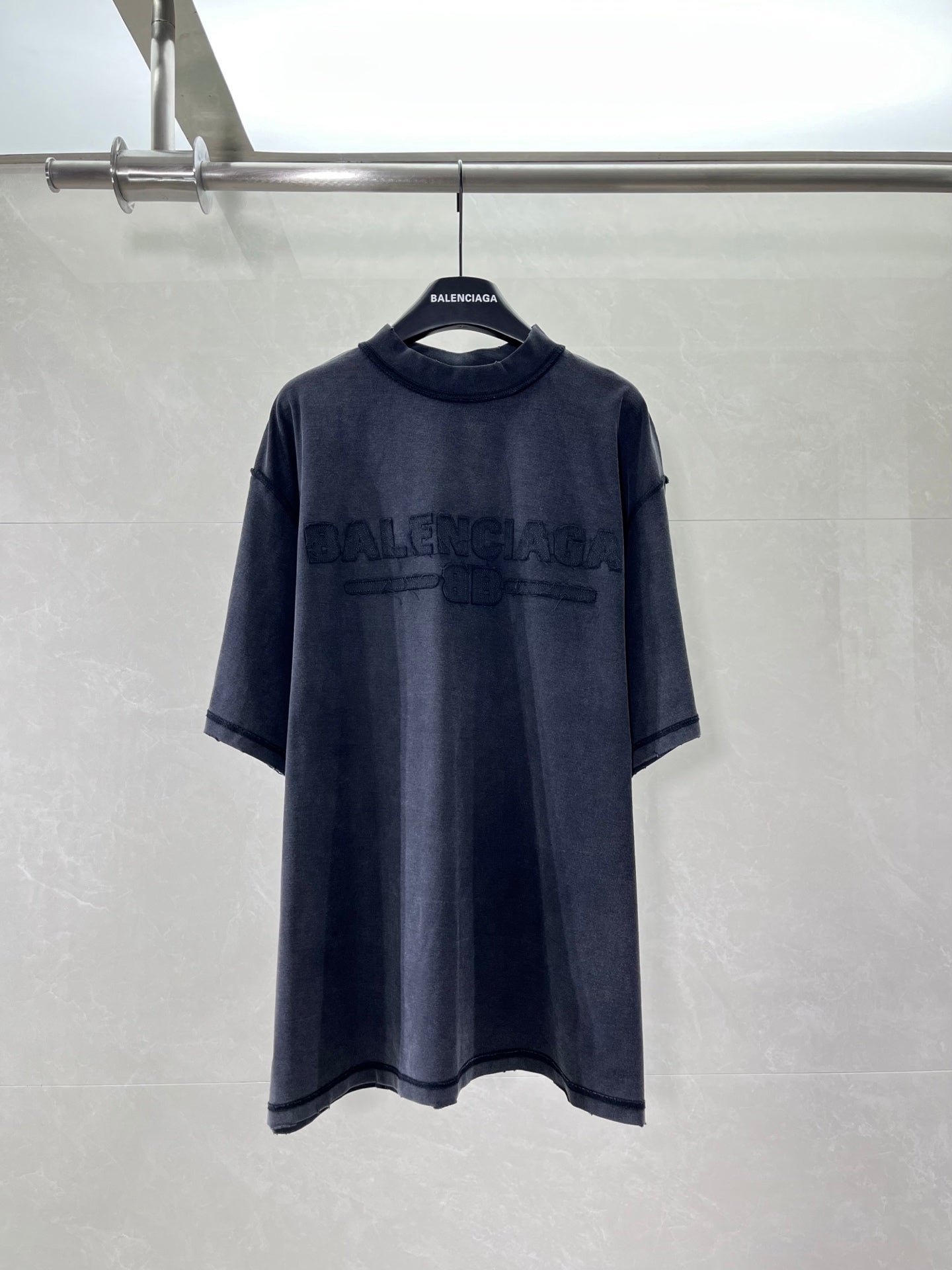 Balenciaga short-sleeve T-shirt with dark logo graphic on front