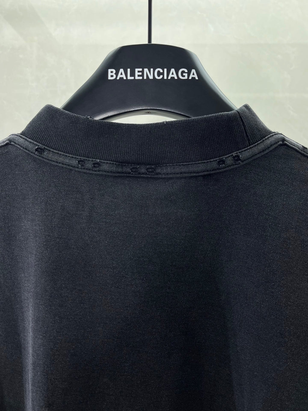 Balenciaga T-shirt ribbed crew neck and upper logo area