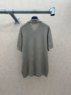 Light gray polo shirt back view with short sleeves