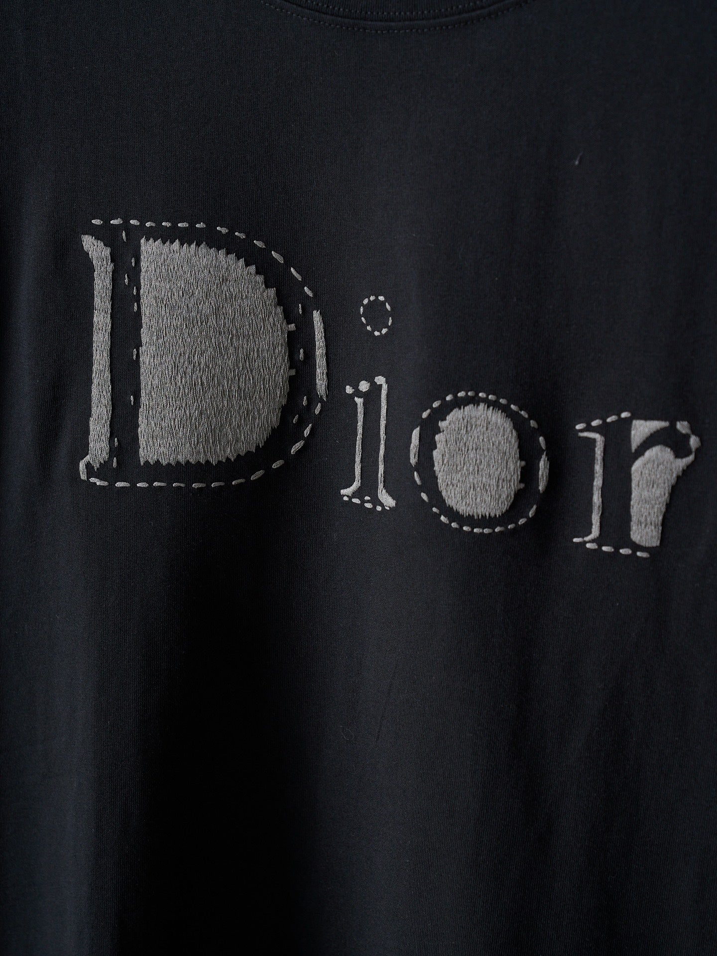 Dior short-sleeve T-shirt logo detail, black with Dior lettering