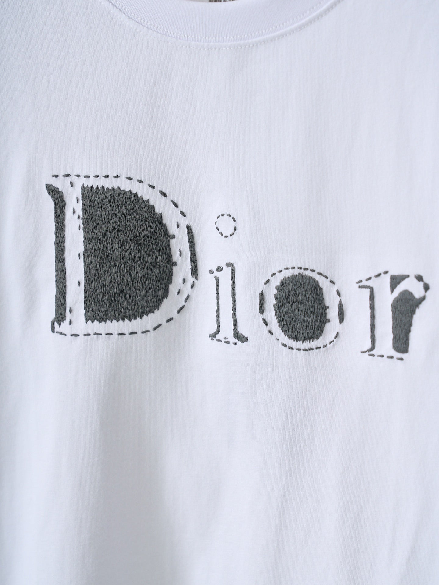 White Dior T-shirt with Dior lettering graphic print