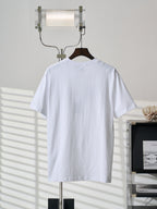 White Dior logo T-shirt back view on hanger