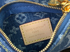 Louis Vuitton Paris made in France leather patch inside denim-style bag