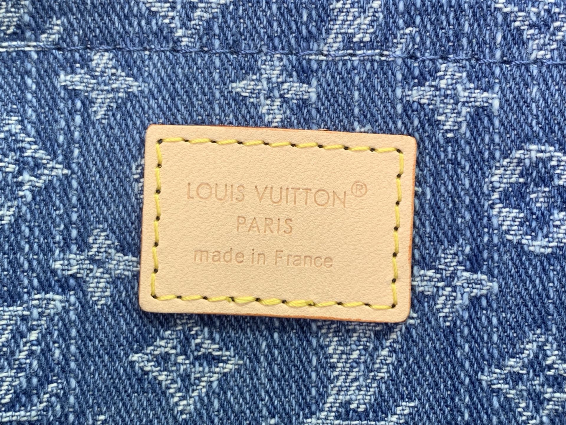 Louis Vuitton Paris made in France label on tan leather patch