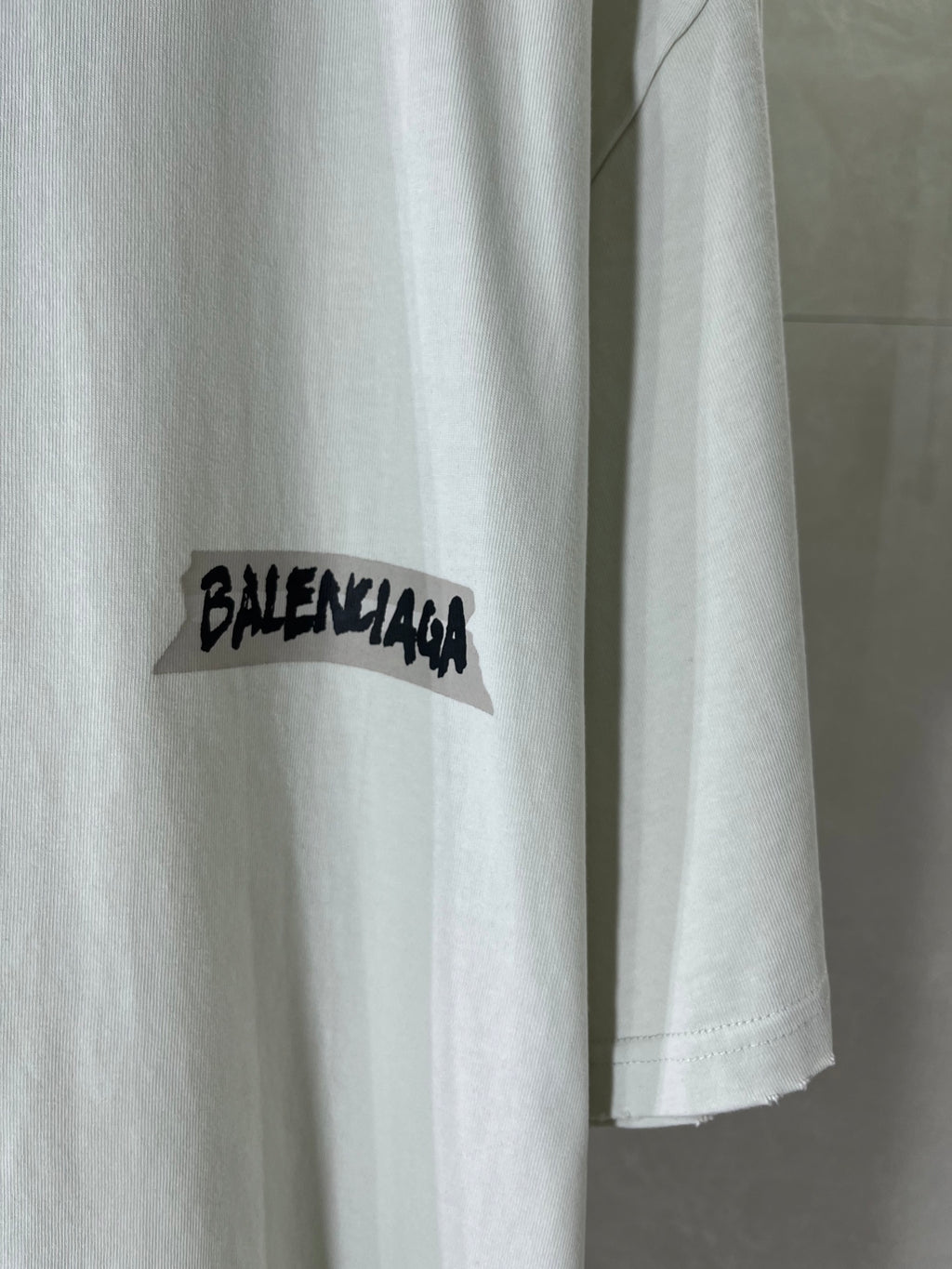 White Balenciaga T-shirt with small front-side BALENCIAGA print, crew neck
