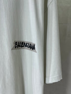 White Balenciaga T-shirt with small front-side BALENCIAGA print, crew neck