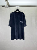 Short-sleeve T-shirt in dark navy with small BALENCIAGA chest graphic
