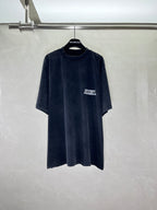 Short-sleeve T-shirt in dark navy with small BALENCIAGA chest graphic