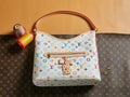 Louis Vuitton multicolor monogram handbag with top handle and front snap clasp