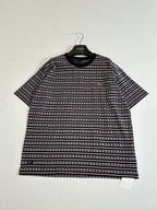 Short-sleeve crew-neck T-shirt with multistripe knit and repeating small motifs