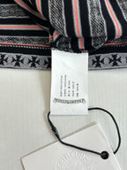 Striped T-shirt with interior neck label and hang tag attached
