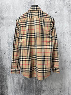 Plaid long-sleeve button-up shirt, full back view