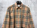 Burberry plaid long-sleeve button-up shirt with front placket and chest logo graphic