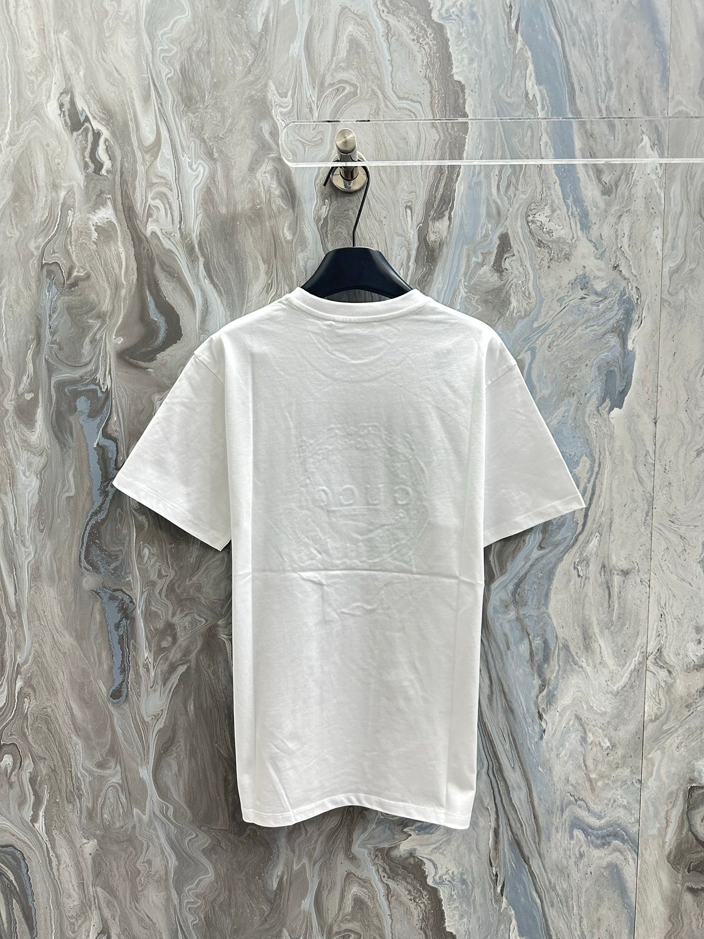 White short-sleeve T-shirt, plain back view