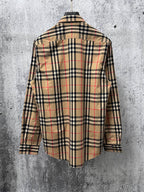 Burberry plaid button-up shirt, back view with long sleeves and collar