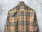 Burberry plaid button-up shirt, back view with yoke seam and long sleeves