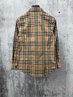 Burberry beige plaid long-sleeve shirt back view