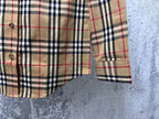 Burberry plaid shirt sleeve and hem with button cuff detail