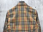 Burberry plaid shirt back view with beige, navy, and red check pattern