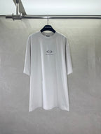Balenciaga short-sleeve T-shirt in light gray/white with chest logo print