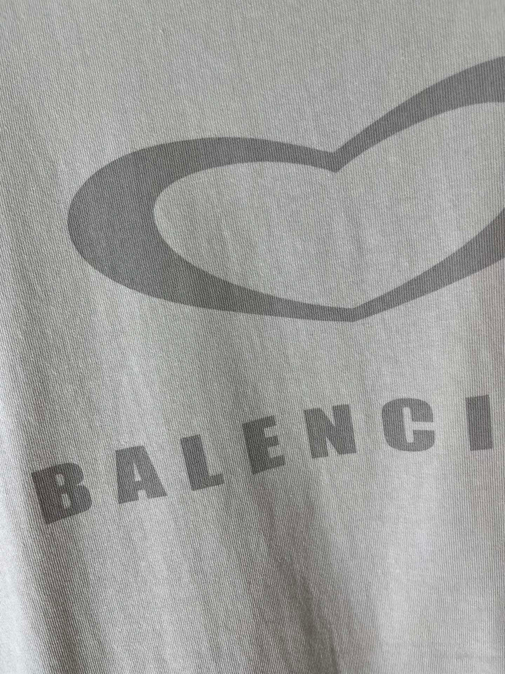 Balenciaga T-shirt chest graphic with heart outline and BALENCIAGA lettering
