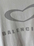 Balenciaga T-shirt chest graphic with heart outline and BALENCIAGA lettering