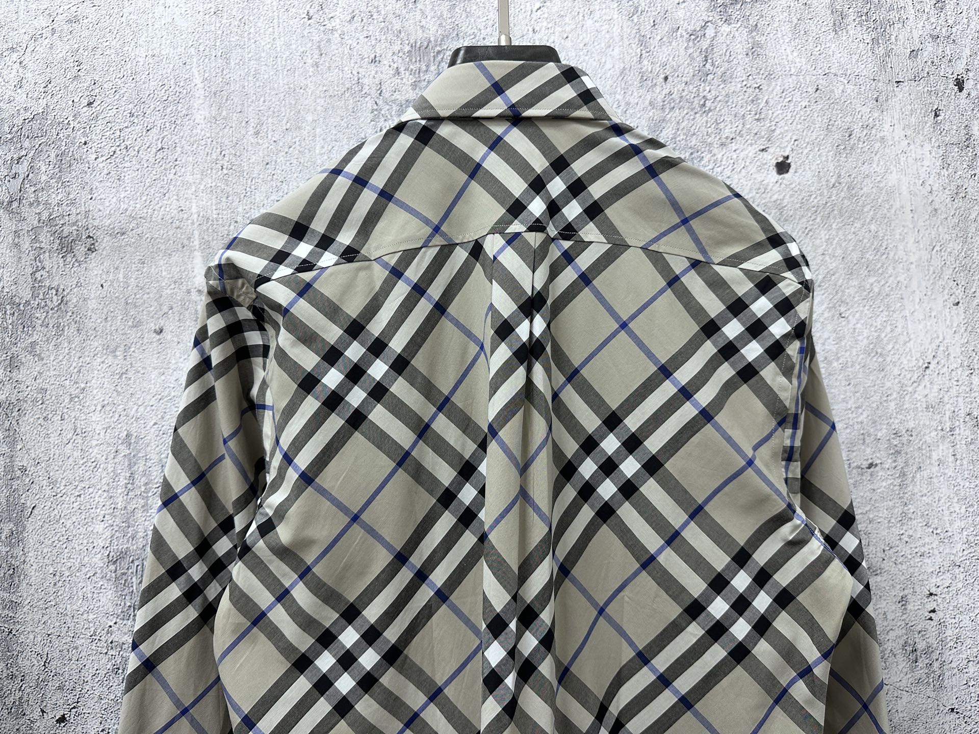 Burberry plaid shirt back view on hanger