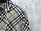 Plaid Burberry shirt close-up of collar and button placket