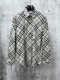 Burberry plaid button-up shirt with point collar and button front
