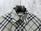 Burberry plaid shirt collar with button front and inside neck label