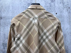 Burberry plaid long-sleeve shirt back yoke, tan and light gray diamond check