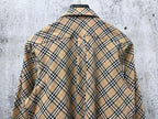 Burberry plaid long-sleeve shirt back view with yoke and hanging tie