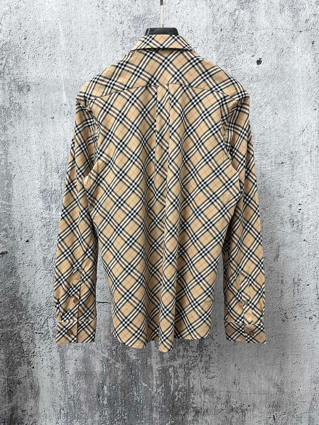 Burberry plaid long-sleeve shirt, back view