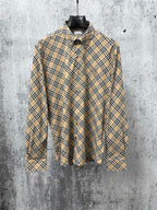 Burberry plaid long-sleeve button-up shirt with buttoned collar